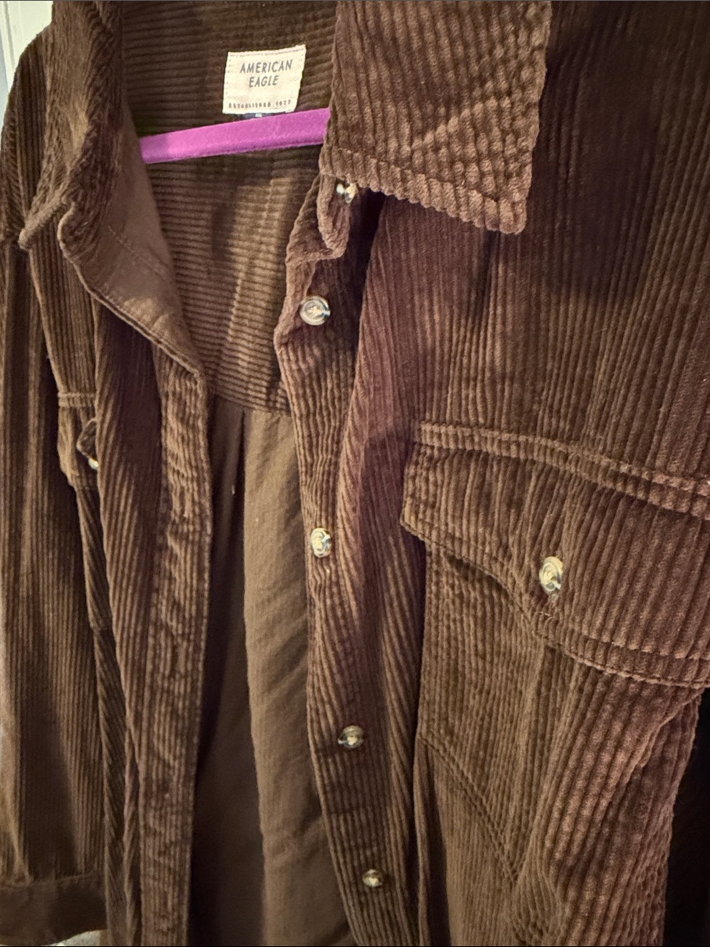 American Eagle Brown Corduroy Jacket - Deep Chocolate Tone - Picture 3 of 3